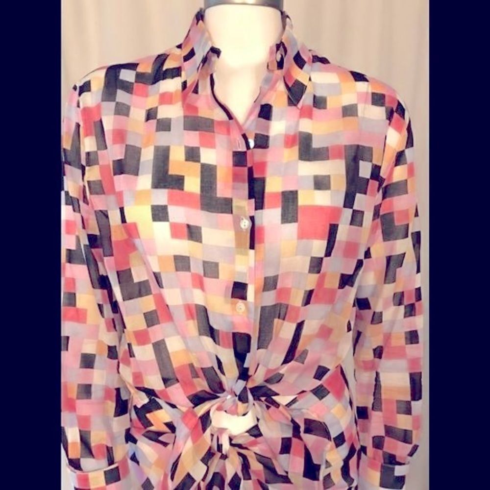 LEGGIADRO 2 piece dress geometric pattern M - Picture 2 of 8